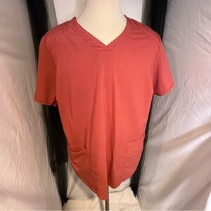 Grey's Anatomy Women's Short Sleeve V-Neck Scrub Shirt - Coral